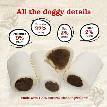 Natural Farm Peanut Butter Filled Bones (3-4 Inch, 6 Count), Limited Ingredient, Natural Stuffed Dental Dog Bone Treats for Dogs, Made with Real Beef