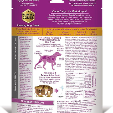 Yummy Combs Dog Dental Treats – Vet VOHC Approved, Removes Tartar & Cleans Teeth – Yummy High Protein Chicken Treat for Medium Dogs (Mini Pack, 9 Count)