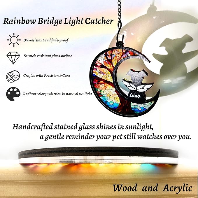 Dog Memorial Gift for Loss of Dog – DIY Angel Memorial Suncatcher & Paw Print Kit for Dogs with Sympathy Card | Pet Memorial Keepsake(Floral Memory Field)