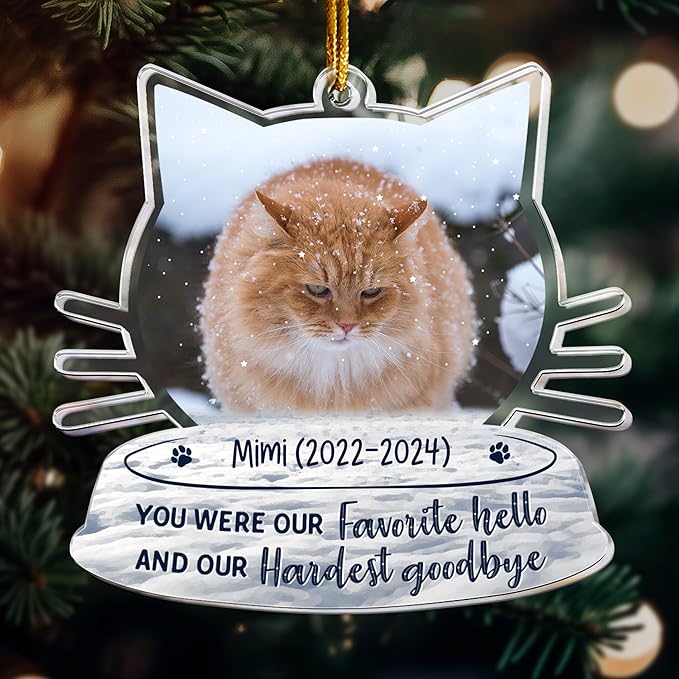 Pavo Acrylic Ornament, Forever in My Heart - Personalized Pet Memorial Photo Ornament, Custom Pet Memorial Keepsake, Perfect Christmas Memorial Gift for Pet Lovers, Dog Mom, Cat Mom (Loss of Cat)