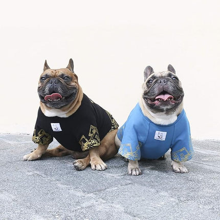 iChoue Corgi Shiba Inu T Shirts Clothes for Medium Dogs Large French Bulldog Frenchie Pug English Pitbull Boston Terrier - Blue Money, L Plus