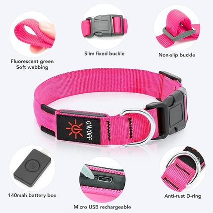 Light Up Dog Collar at Night, Led Dog Collar Adjustable, Rechargeable Waterproof, Dog Lights for Night Walking, Glow in The Dark Collar Light for Medium Large Dogs