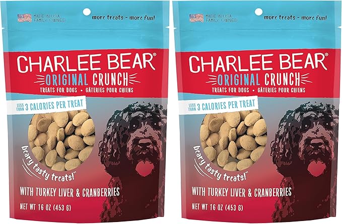 Charlee Bear Original Dog Treats, Turkey Liver & Cranberries, 16 oz (Pack of 2)