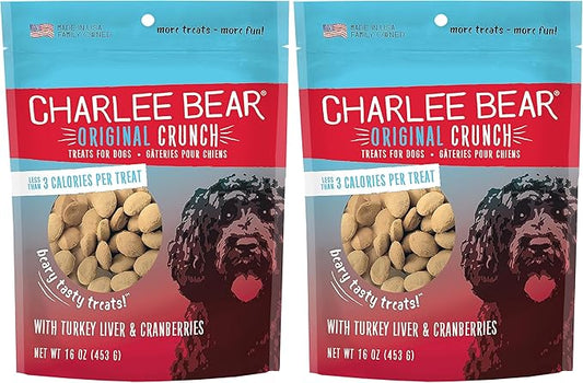 Charlee Bear Original Dog Treats, Turkey Liver & Cranberries, 16 oz (Pack of 2)