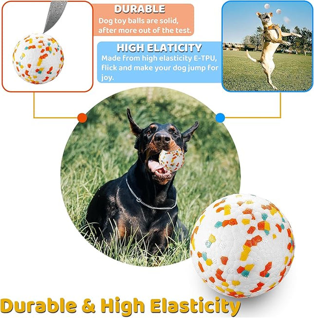 Dog Balls, Indestructible Dog Toy Ball for Aggressive Chewers, Durable High Elasticity Interactive Ball for Training Dog Catch and Fetch, Large Medium Small Dog and Puppies(2.5in, 4pcs)