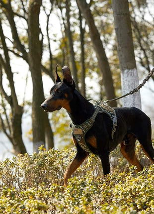 BUMBIN Tactical Dog Harness for Large Dogs No Pull, Famous TIK Tok No Pull Dog Harness, Fit Smart Reflective Pet Walking Harness for Training, Adjustable Dog Vest Harness with Handle Forest Camo L