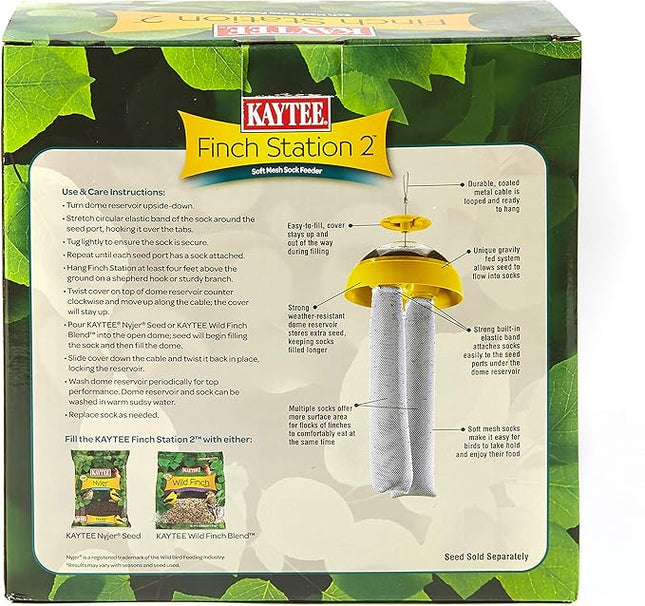 Kaytee Wild Bird Finch Station 2 Soft Mesh Sock Feeder, Includes, Yellow, 4 Socks (Pack of 4)