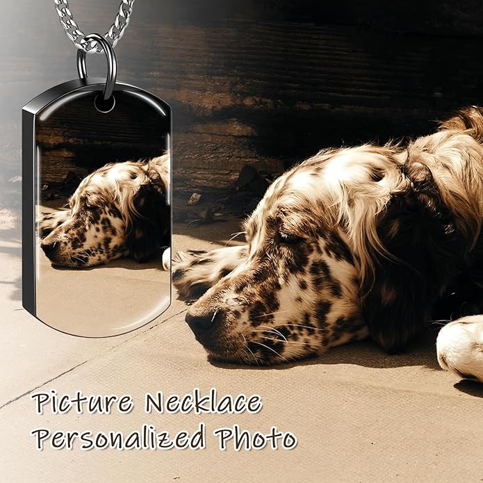 Custom Pet Necklace, Personalized Dogs Necklaces for Women, Dogs Remembrance Jewelry, Picture Necklace Personalized Photo, Customized Dog Memorial Gifts for Loss of Dog
