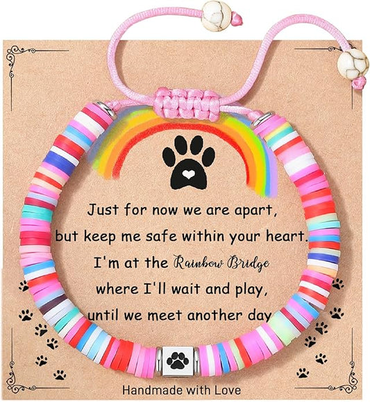 TONY & SANDY Dog Memorial Gifts, Pet Sympathy Rainbow Bridge Pet Memorial Bracelet for Men Women Girls Who Loss of Beloved Dog Cat