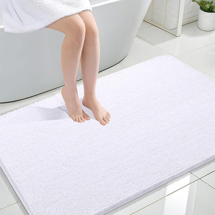 OLANLY Bathroom Rugs 47x32, Extra Soft Absorbent Chenille Bath Rugs, Rubber Backing Quick Dry, Machine Washable Bath Mats for Bathroom Floor, Tub and Shower, Home Decor Accessories, White