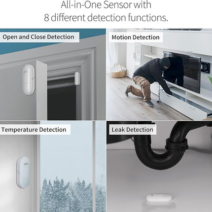 Arlo Home Security System - Wired Keypad Sensor Hub, (2) 8-in-1 Sensors, 24/7 Professional Monitoring + Outdoor 2K (1 Cam) + Bundle - No Contract Required, Alarm System for Home Security