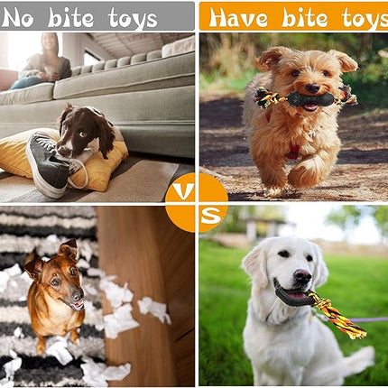 Yipetor Durable Dog Chew Toys 6 Pack, Cotton Rope Rubber Dog Toys,Convex Design for Puppy Small Medium Dogs Chew, Tug of War, Fetching, Puppy Teething Toy for Boredom, Gift