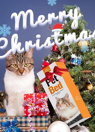 Cat Dog Bed for Pets, Rectangle Pet Bed Gift for Puppy and Kitten, Machine Washable Calming Fluffy Pet Couch Sofa for Indoor Outdoor, Portable Soft Cat Bed with Non-Slip Bottom (Small, Blue)