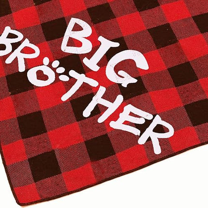 Big Brother Dog Bandana,Buffalo Plaid Pet Pregnancy Announcement Scarf