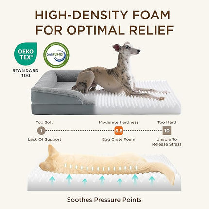 Bedsure Self Warming Orthopedic Dogs Bed for Small Dogs - Washable Small Dog Bed Waterproof, Comfort Pet Couch with Removable Cover, Supportive Foam Pets Sofa with Nonskid Bottom, Grey