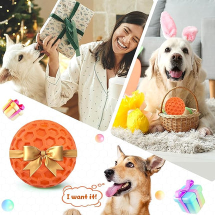 Squeaky Dog Toys for Aggressive Chewers, Indestructible Dog Balls for Aggressive Chewers, Squeaky Balls for Dogs, Interactive Toys for Large Dogs to Relax