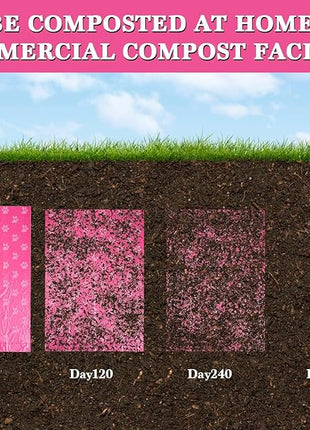 Biodegradable Dog Poo Bags with Holder-240 Large Poop Bags, Corn Starch Blended Compostable Bag, Extra Thick Strong Leak Proof Waste Bag for Dogs (Pink)