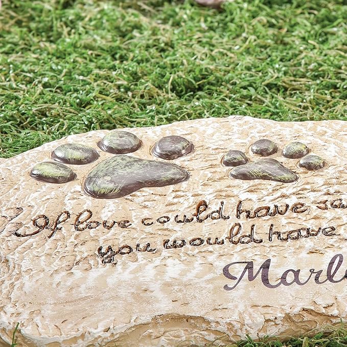 Fox Valley Traders Custom Forever Pet Memorial Garden Stone, Customized Indoor/Outdoor Décor, Crafted with 100% Resin, Loss of Pet Sympathy Gift – Measures 12” Long x 7 ½” Wide x ½” High