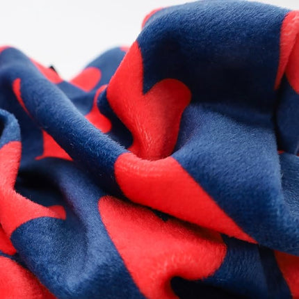 Fitwarm Valentines Day Sweet Hearts Dog Pajamas, Dog Winter Clothes for Small Dogs Girl Boy, Lightweight Velvet Pet Jumpsuit, Cat Onesie, Dark Blue, Red, Medium