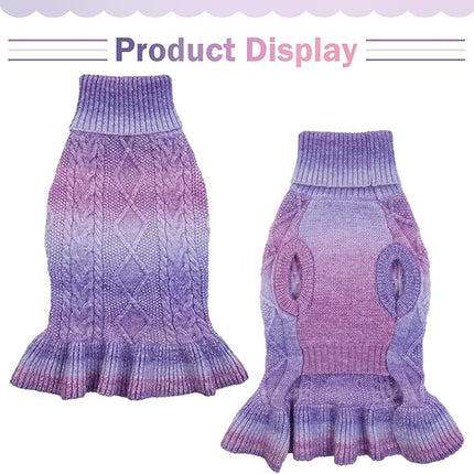 QBLEEV Dog Sweaters for Medium Dogs - Warm Winter & Fall Doggie Sweaters with Knitwear Cable Design for Puppy to Dog, Christmas & Everyday Use