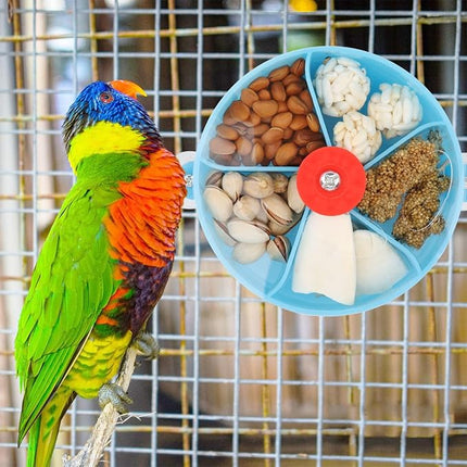Bird Creative Foraging System Wheel Seed Food Ball Rotate Training Toy for Small and Medium Parrots Parakeet Cockatiel Conure (Blue)