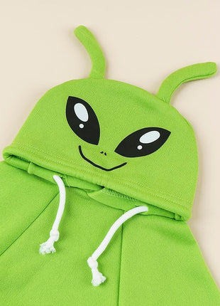 QWINEE Alien Dog Hoodie Dog Warm Jacket Coat Puppy Sweatshirt Christmas Halloween Dog Costume Cosplay Winter Dog Clothes Pet Apparel for Small Medium Dogs Cats Kitten Solid Green XXS