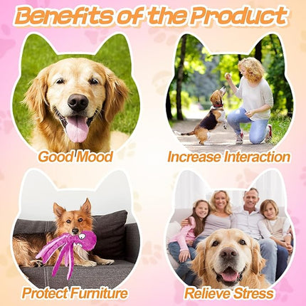 Alphatool Squeaky Dog Toys - 3pcs No Stuffing Octopus Soft Plush Crinkle Toys to Keep Them Busy, Interactive Essentials for Small Medium Pets Dogs Gifts, Blue/Purple/Orange