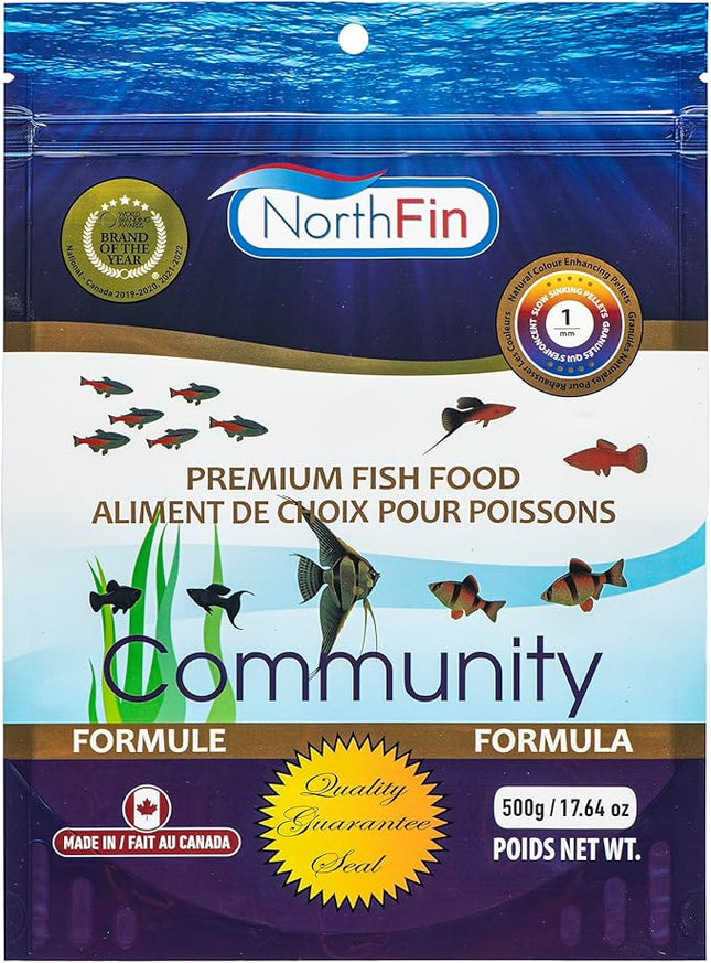 Northfin Fish Food Community Formula Slow Sinking Pellets (1mm 500g)