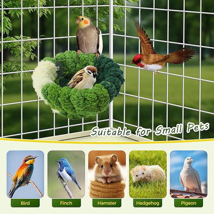 Bird Nest for Cage,Plush Hanging Bird Bed for Parakeet,Breeding Bird House for Conure,Budgie,Cockatiel,Lovebird,Canary,Finch,Hamster,Small Pets,Warm Nest (Green, S)