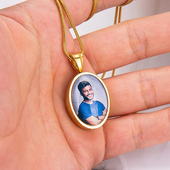 Farfume Personalized Pet Urn Necklace for Dog Cat Ashes Cremation Pet Memorial Customized Photo Text Engraving Pendant Keepsake Funeral Jewelry