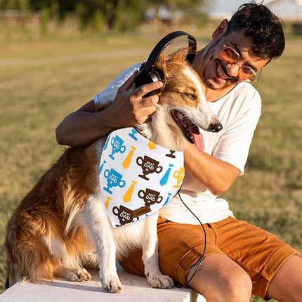 Fathers Day Dog Bandanas - 2 Pack Reversible I Love My Dad Pet Scarf for Boy and Girl | Premium Durable Fabric | Adjustable Bandana for Small Medium Large and Extra Large Dogs (Large)