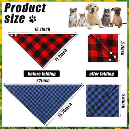 Honoson 6 Pieces Triangle Dog Bandana Dog Scarf Plaid Printing Adjustable Bibs Scarf Washable Square Kerchief Bandana Set for Small to Medium Puppy Cat(22 Inch,Retro Style)