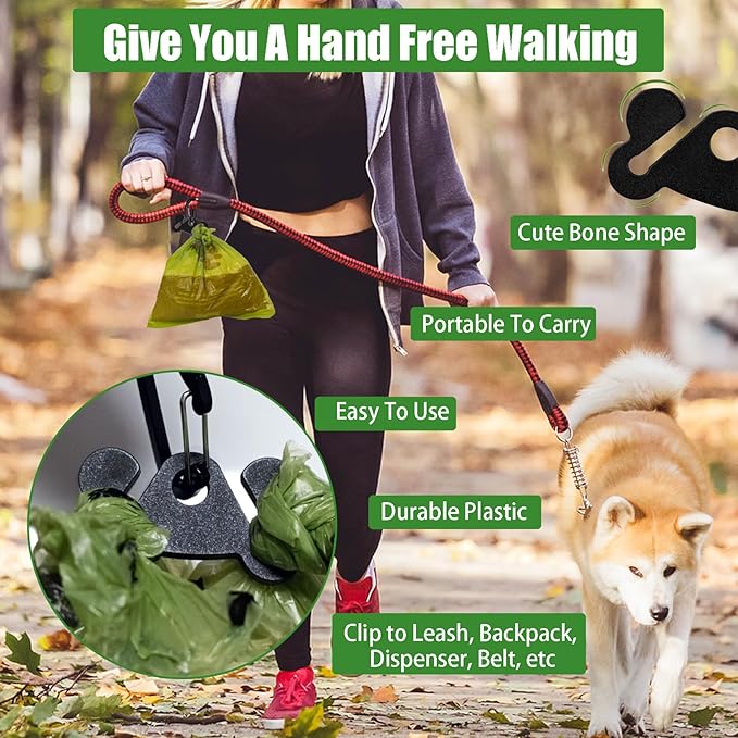 2PCS Dog Poop Bag Holder Dogs Waste Bag Carrier Pet Poop Bags Holders for Doggie Waste Bags Dispensers, Clip Carrier for Leash Small Doggy Puppy Hand Free Walking Accessory Attachment, Black