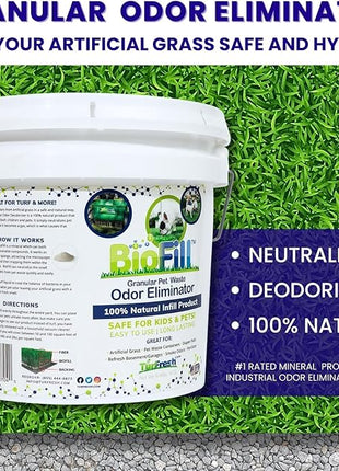 BioTurf Granular Turf Infill – Naturally Derived Turf Deodorizer for Pet Urine and Poop, Yard Odor Eliminator for Artificial Grass – Safe for Pets, Kids & Outdoor Use – 1 Gallon Pail