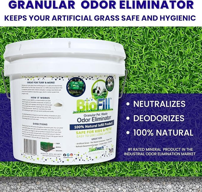 BioTurf Granular Turf Infill – Naturally Derived Turf Deodorizer for Pet Urine and Poop, Yard Odor Eliminator for Artificial Grass – Safe for Pets, Kids & Outdoor Use – 1 Gallon Pail