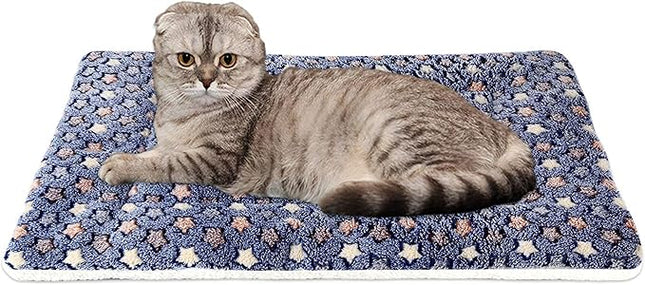 FJWYSANGU Pet Blanket Premium Fluffy Flannel Cushion Soft and Warm Mat for Dogs Cats(Star/Blue,X-Large)