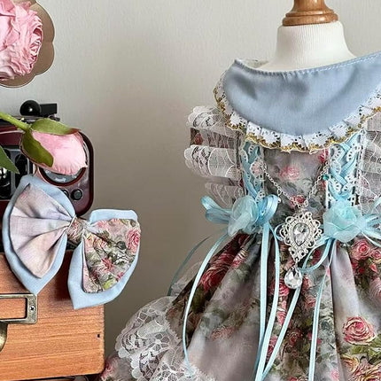 Fashion Sweet Puppy Dog Lace Princess Dress for EXTRAL Small and Small Dog C-Blue XLL