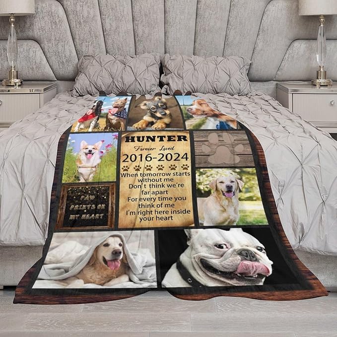 Artsadd Custom Dog Memorial Gifts for Loss of Pet Cat, Personalized Dog Memorial Blanket with Photos, Pet Memorial Gifts, Pet Loss Gifts, Pet Memorial Throw Blanket, Gifts for Pet Cat Lovers