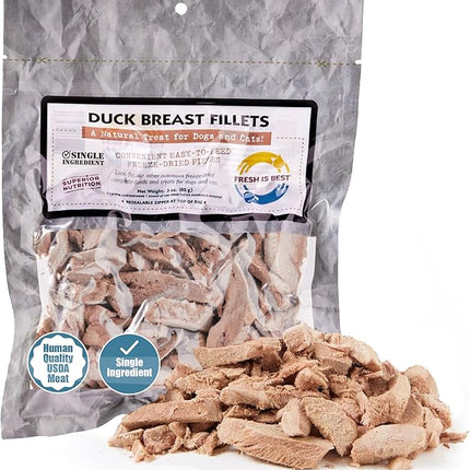 Fresh Is Best Freeze Dried Dog Treats – Raw Freeze Dried Cat Treats in Resealable Zipper Bag – High-Protein Duck Breast for Dogs & Cats – Made in The USA
