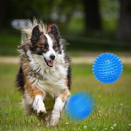 3.5” Squeaky Dog Toy Balls (6 Colors) Dog Toys Spikey Dogs Ball for Aggressive Chewers Heavy Duty Teething Large Medium Durable Dogs Balls