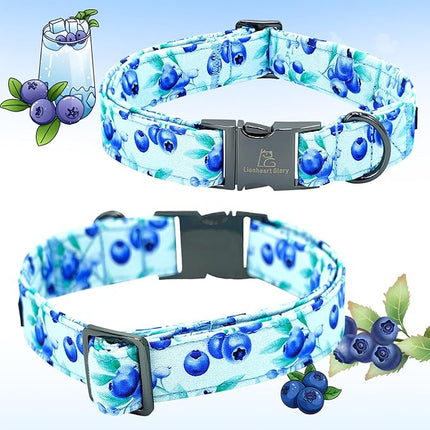 Lionheart glory Dog Bow Collar Blueberries Print Collars for Small Dogs, Spring Summer Cute Duty Adjustable Dog Collar with Bowtie Pet Collars Bows Pet Gift