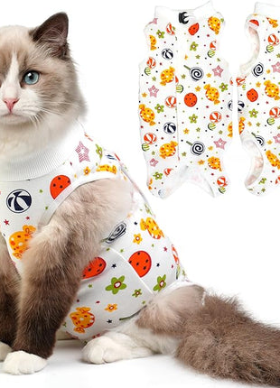 Cat Recovery Suit for Spay Abdominal Wounds, Breathable Cat Onesie for Cats After Surgery Female, Kitten Surgical Recovery Suit Female Cone of Shame Alternative for Cats Anti Licking