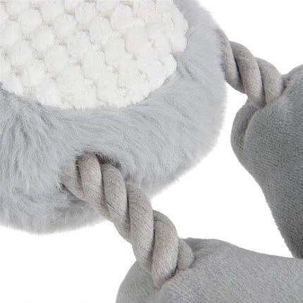 goDog Multi Tugs Rabbit Squeaky Plush & Rope Dog Toy, Chew Guard Technology - Gray, Small