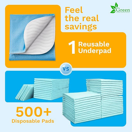 GREEN LIFESTYLE Washable Pee Pads for Dogs - Thick Heavy Absorbent Waterproof Pet Training Pads - Puppy Pads - for Puppy Playpen, Crate, Whelping Box, Potty Training (Pack of 2 - 18x24)
