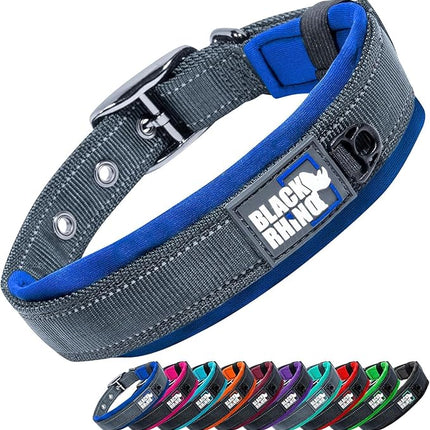 Black Rhino - The Comfort Collar Ultra Soft Neoprene Padded Dog Collar for All Breeds, Dog Collars for Large Dogs - Heavy Duty Adjustable Reflective Weatherproof (XLarge, Blue/Grey)