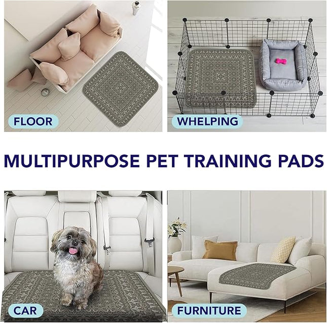 PUPIBOO Washable Pee Pads for Dogs and Cats - Super Absorbent Reusable Puppy Training Pads - 100% Waterproof, Leak-Proof & Non-Slip Whelping Pads for Pet Housebreaking