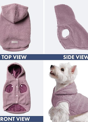 Spark Paws Fleece Dog Jacket, Hooded Sweater Vest, Warm Coat for Winter - Suitable for Small Medium Large XL XXL Breeds - Taupe - 3XL