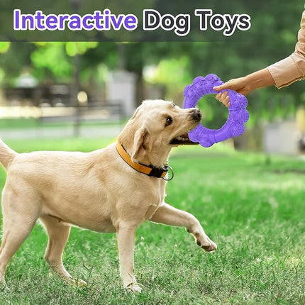 Indestructible Dog Chew Toys for Aggressive Chewers, Super Chewer Toys for Medium Large Dogs, Interactive Ring Toy, Heavy Duty Teething Toys
