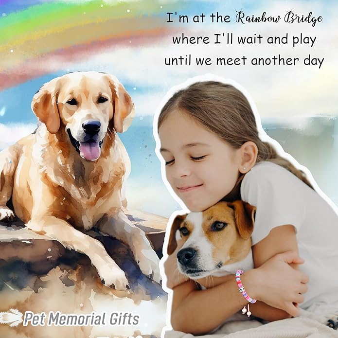TONY & SANDY Dog Memorial Gifts, Pet Sympathy Rainbow Bridge Pet Memorial Bracelet for Men Women Girls Who Loss of Beloved Dog Cat
