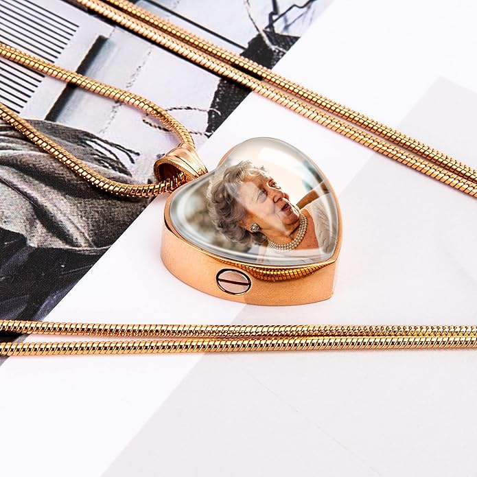 Farfume Personalized Pet Urn Necklace for Dog Cat Ashes Cremation Pet Memorial Customized Photo Text Engraving Pendant Keepsake Funeral Jewelry